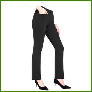 Stretchy Yoga Dress Pants with 4 Pockets, Straight Leg/Bootcut